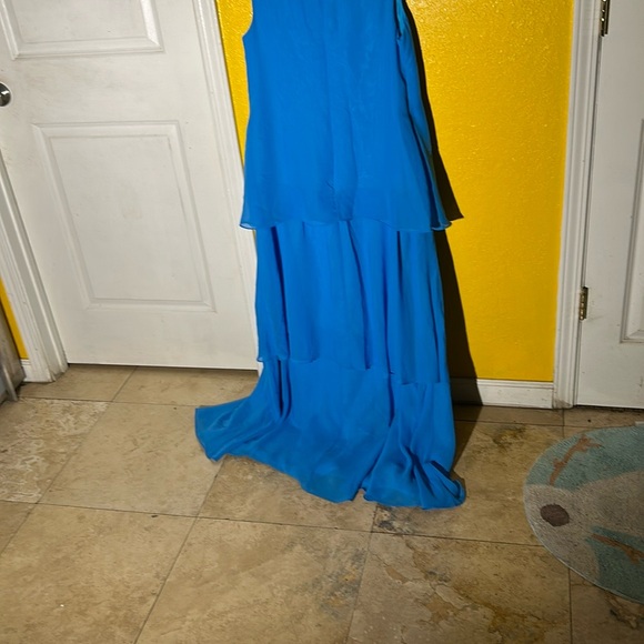 Blue Tiered Ruffled Maxi Gown - Picture 5 of 9